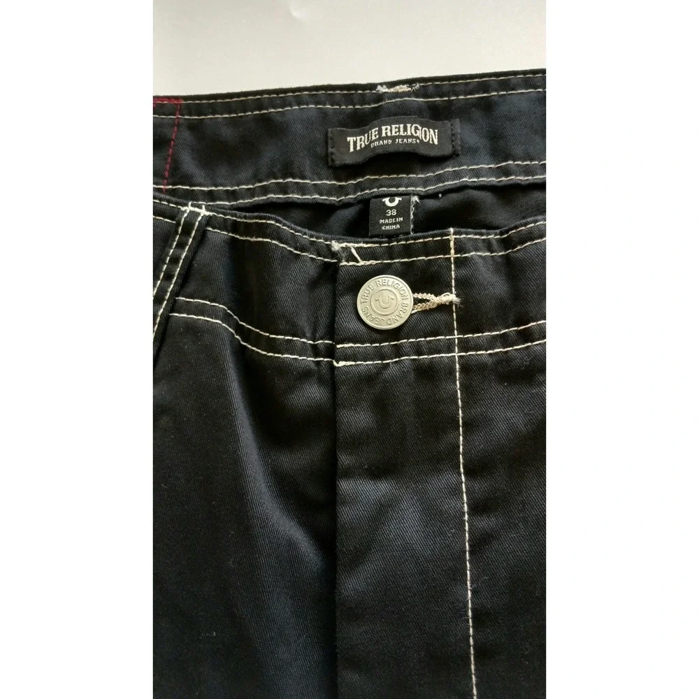 NWT True Religion Baggy Relaxed Fit Cargo Pants Jet Black Men's Size 38 x 30